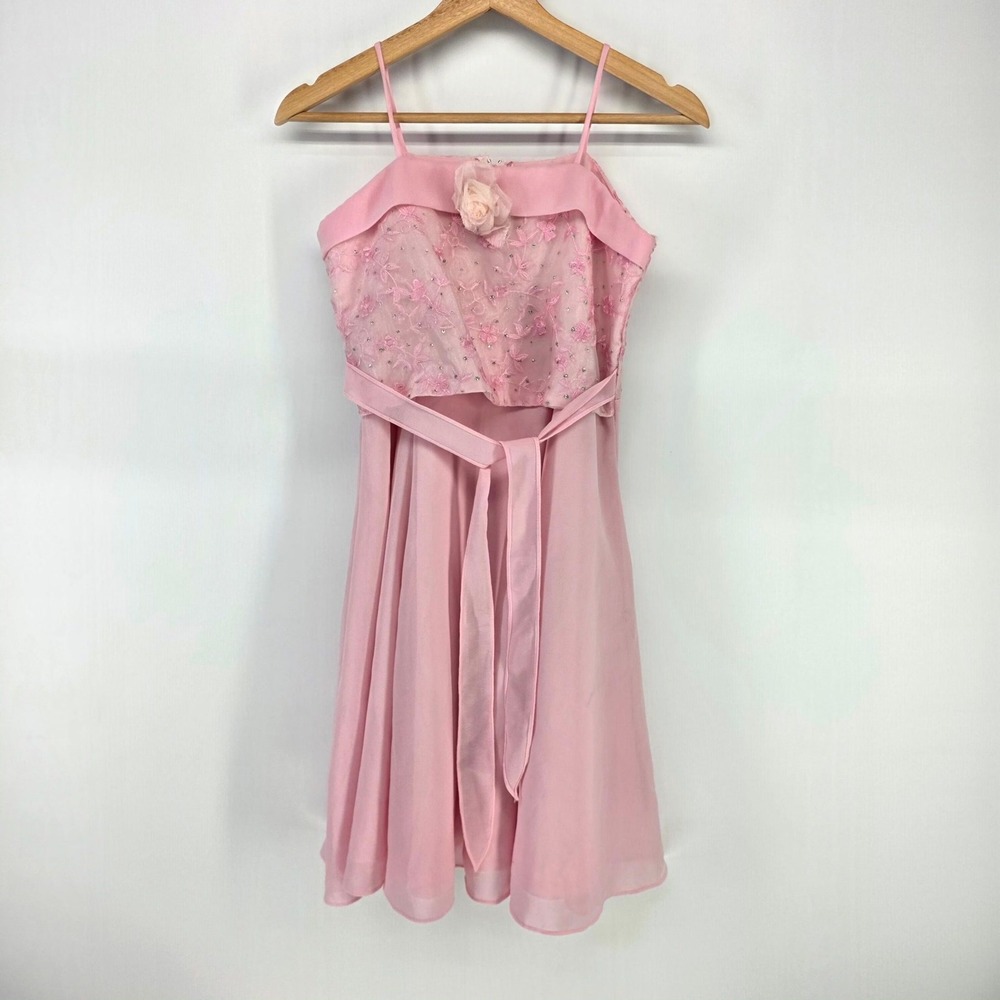 Children Company USA Dress Girls 14 Pink Floral Sequin Embroidered Formal B148